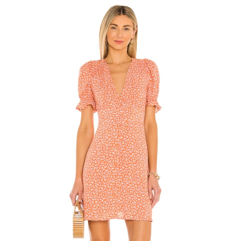 BB Dakota Orange Honey Nectar Puff Sleeves Mini Valentine’s Day Dress